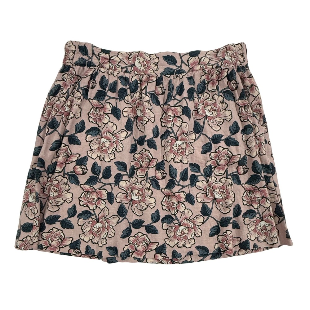 LOFT Outlet Pink Floral Linen Blend Mini Skirt Womens Size M Pockets W476